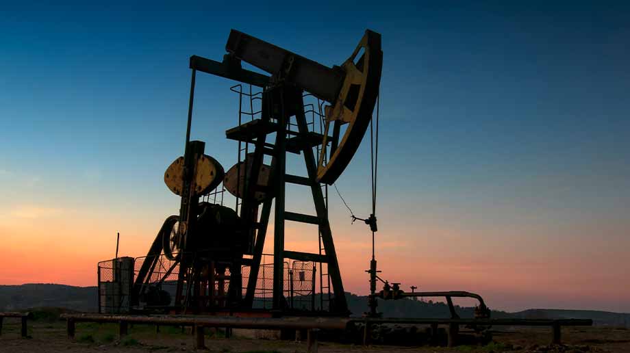 Oil pump at sunset