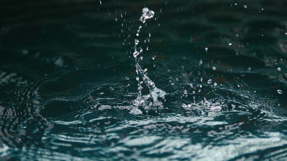 Droplets on a body of water