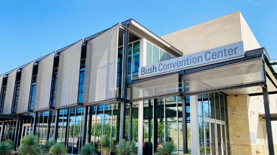 Exterior daytime view of the Bush Convention Center in Midland, TX