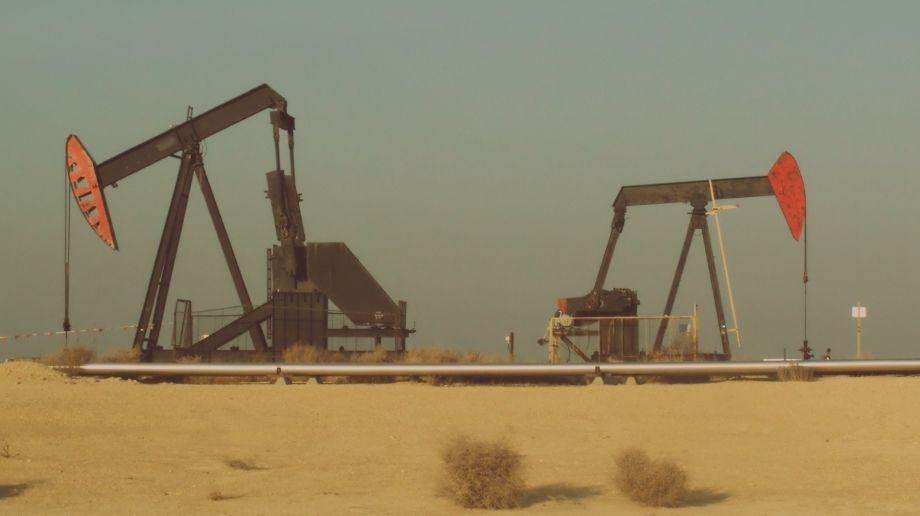 Two oil pumps in the desert