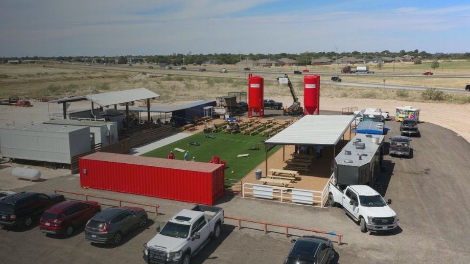 Aerial view of The Tailgate in Midland, TX