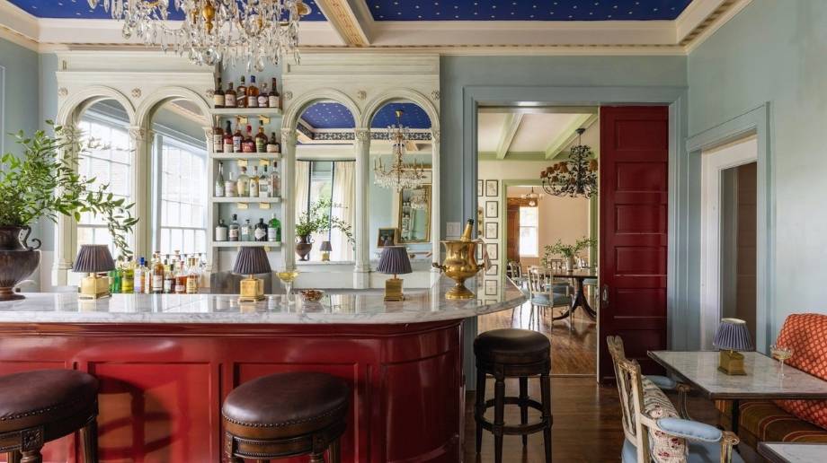 Daytime interior of Bar Madonna in Houston.