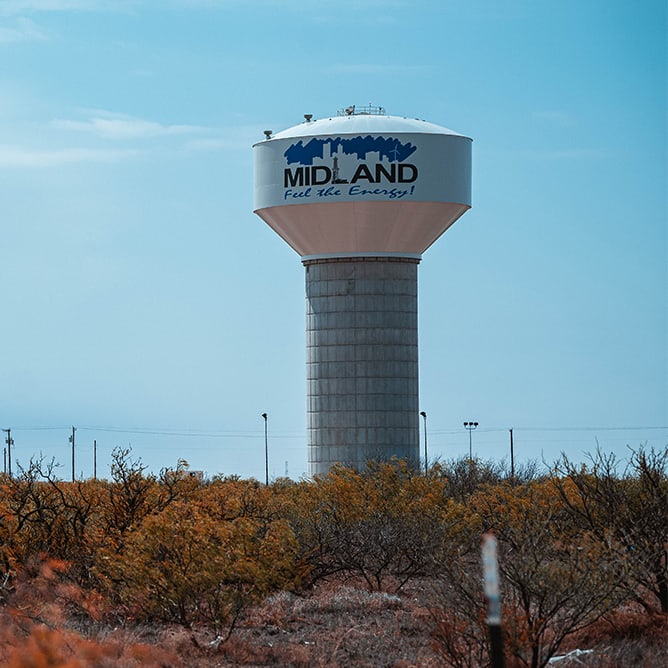 Water tower in the Permian region
